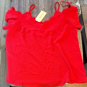 Monteau Scarlet Camisole with Scalloped Neckline